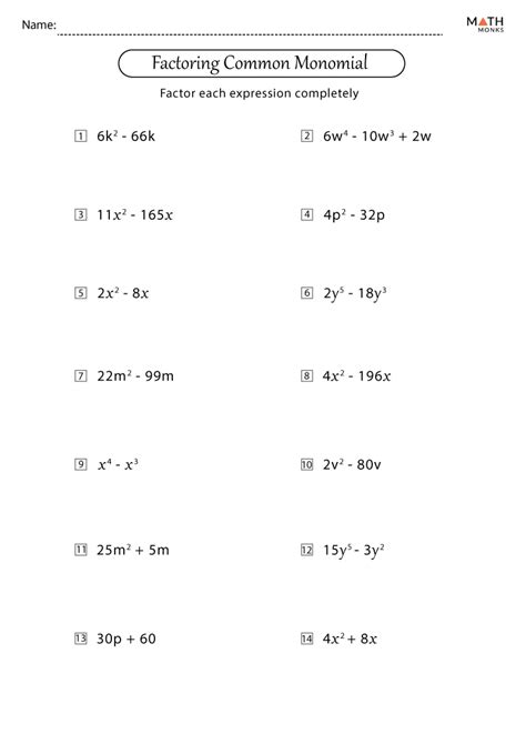 factoring polynomials worksheet with answers pdf